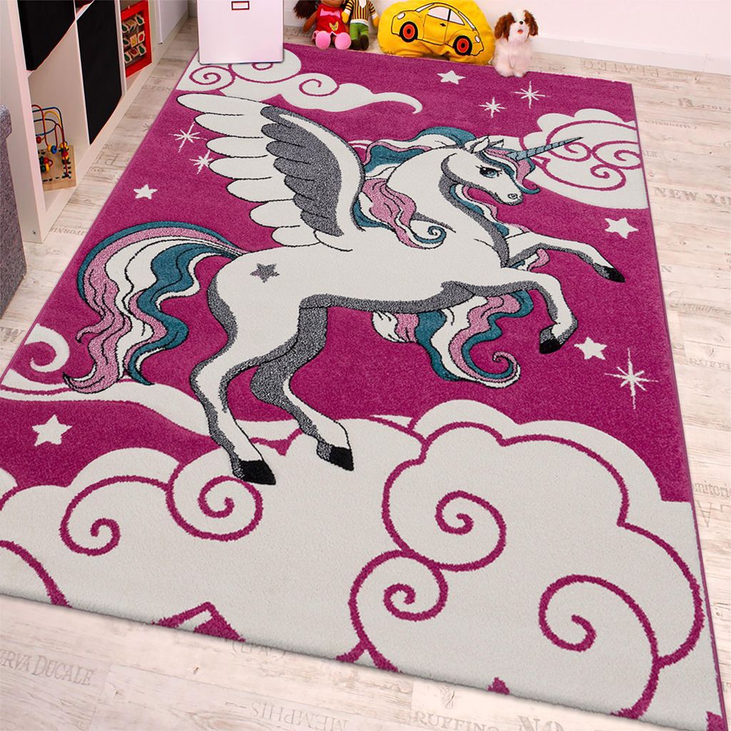 Kinderzimmer Teppich für Kinder Das Kleine Einhorn Pink Produktbild 