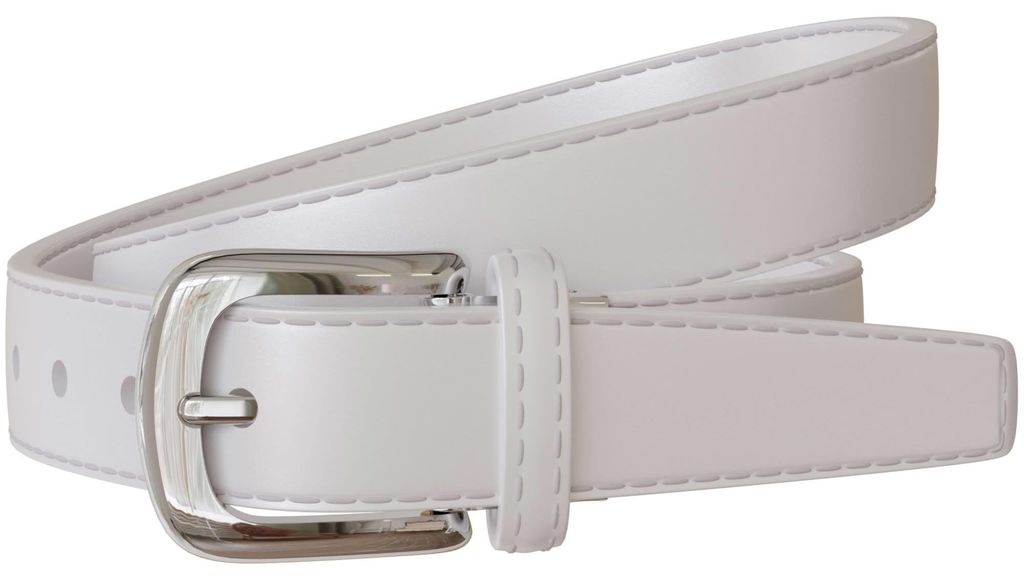 Damen Spalt Leder Gürtel 30mm Sommer Farben Silberne Schließe 30696 Weiß 115