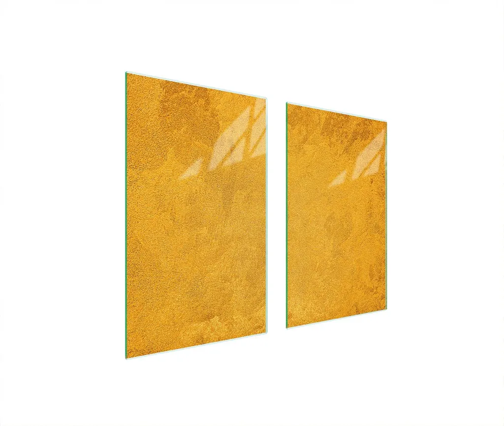 Set 2 Piastre Coprifornelli 75x52 Giallo Ardesia Vetro Temperato