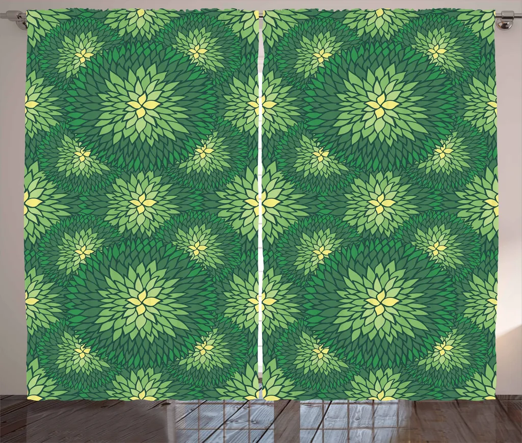 Tenda Rustica ABAKUHAUS 280x175 Fiori Giallo Verde Mare con Ganci