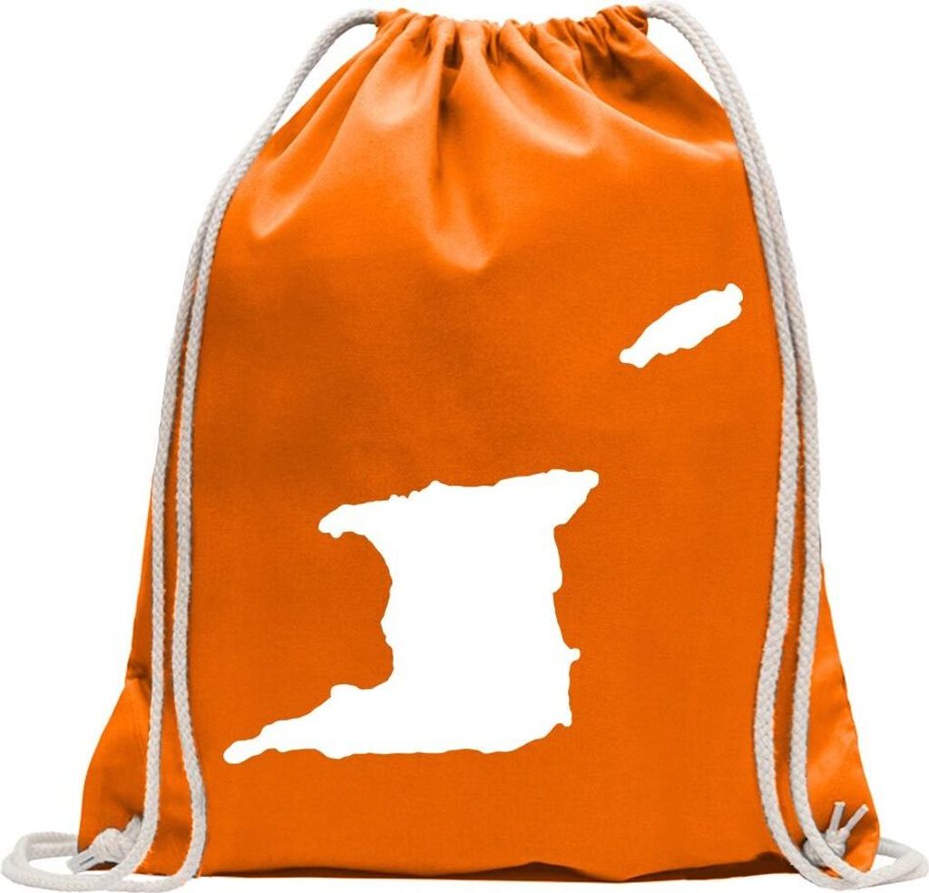 Kiwistar - Turnbeutel - mandarin - Trinidad und Tobago Umriss - Fun Rucksack Sport Beutel Gymsack Baumwolle mit Ziehgurt