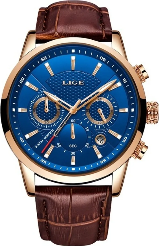 Regalo Uomo Perfetto: Orologio LIGE Elegante KP14630 Oro e Blu