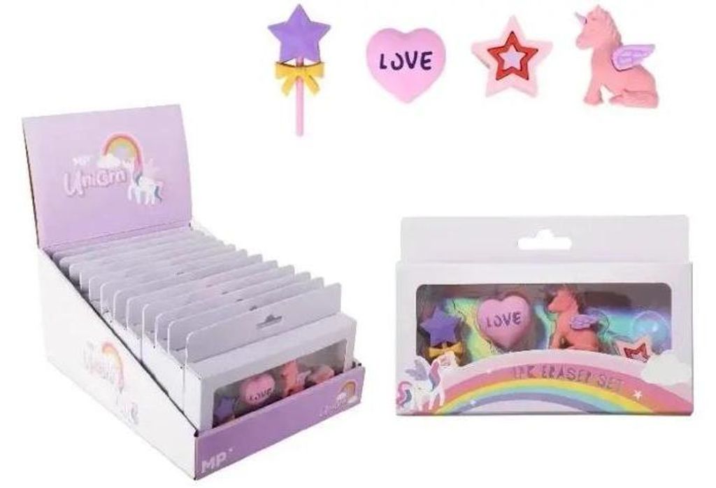 Unicorn-Radiergummis, 4 Stück – MP Main Paper Produktbild 
