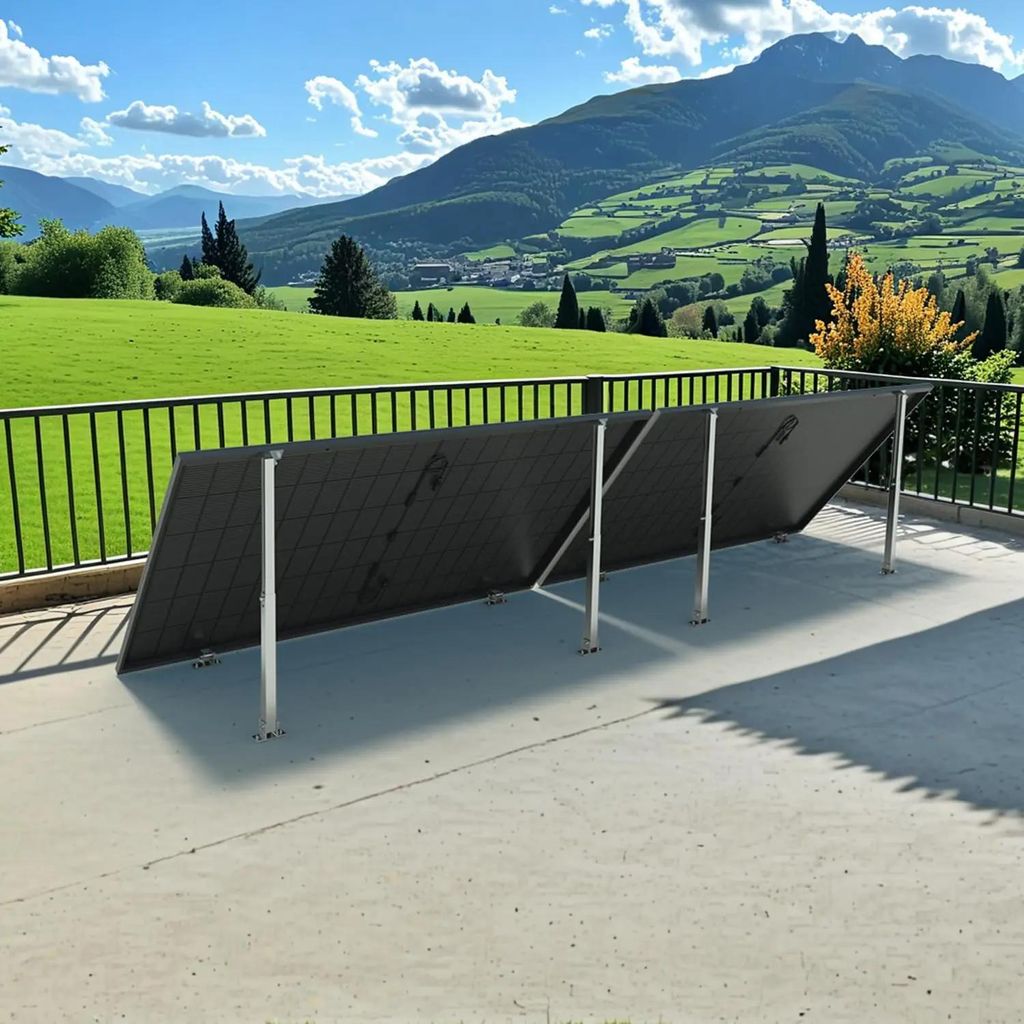 Solarpanel Ständer - Verstellbare Halterung - 2 Module - Balkon- und Flachdachmontage - Neigung 15–30° - Universelles PV Modul Gestell