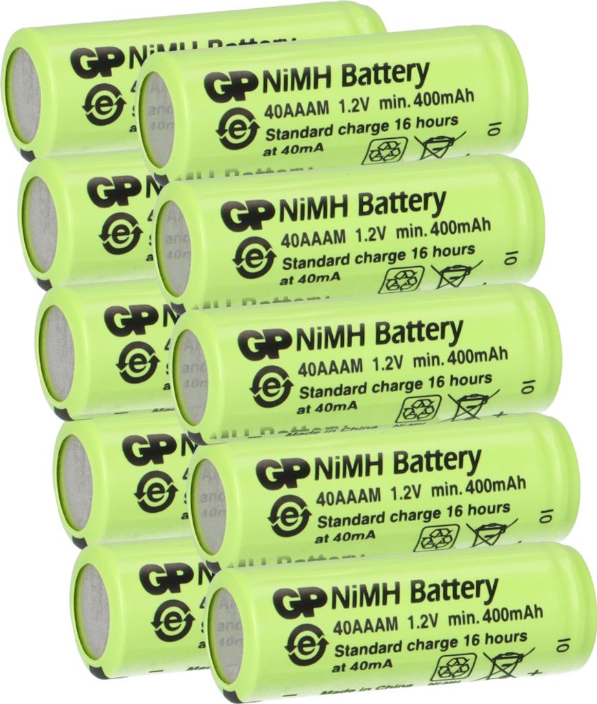 10x GP Akku 2/3 AAA 1,2V / 400mAh GP40AAAM Micro NiMH Akku Produktbild 