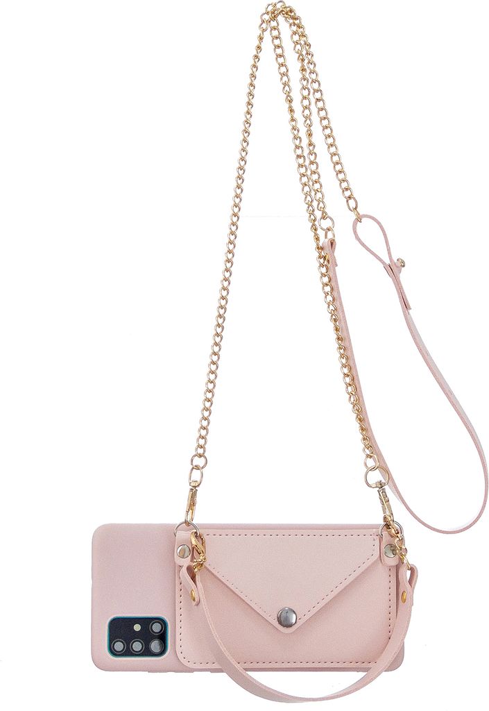 Für HUAWEI P40/P40 Lite/P40 Pro Handyhülle mit Kunstleder Card Halter + Hand Rope Stratdle Pink