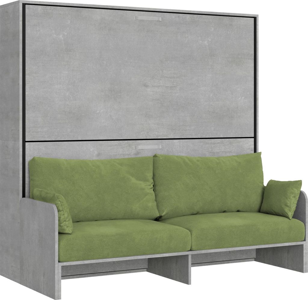 Kando Doppel-Schrankbett mit Sofa mit Zementmatratzen, grün
