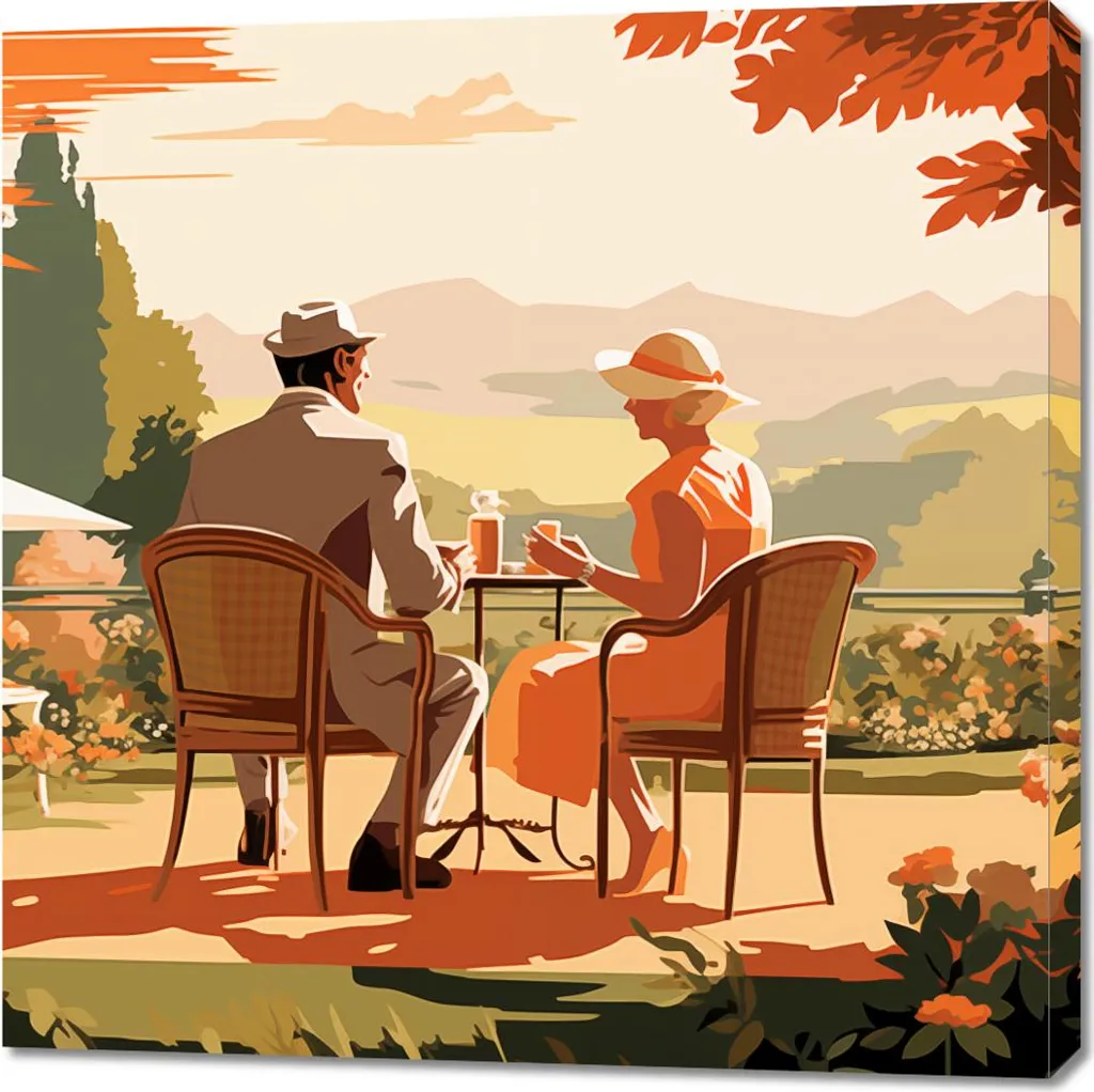 Tableau Carré Rendez-vous Rétro 90 x 90 cm - Image Déco Vintage Chic