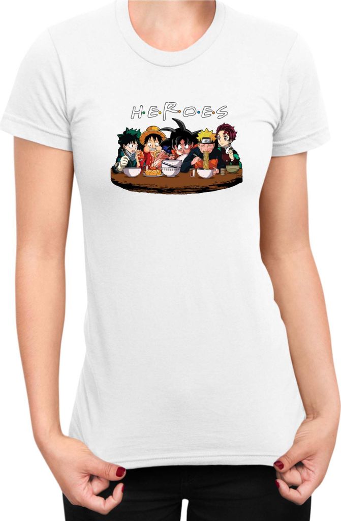 Damen T-Shirt Manga Japan Anime Comics Animation Anime Heroes 03, Lady XL / Weiß