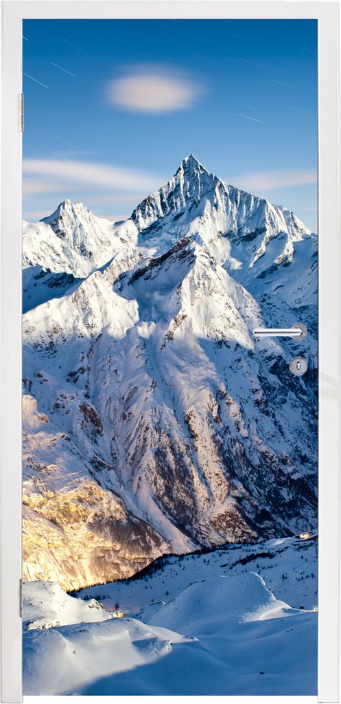 MuchoWow Türtapete Selbstklebende Türfolie Schweizer Alpen im Winter 85x205 cm Türposter Türaufkleber Klebefolie Türklebefolie - Türverzier...