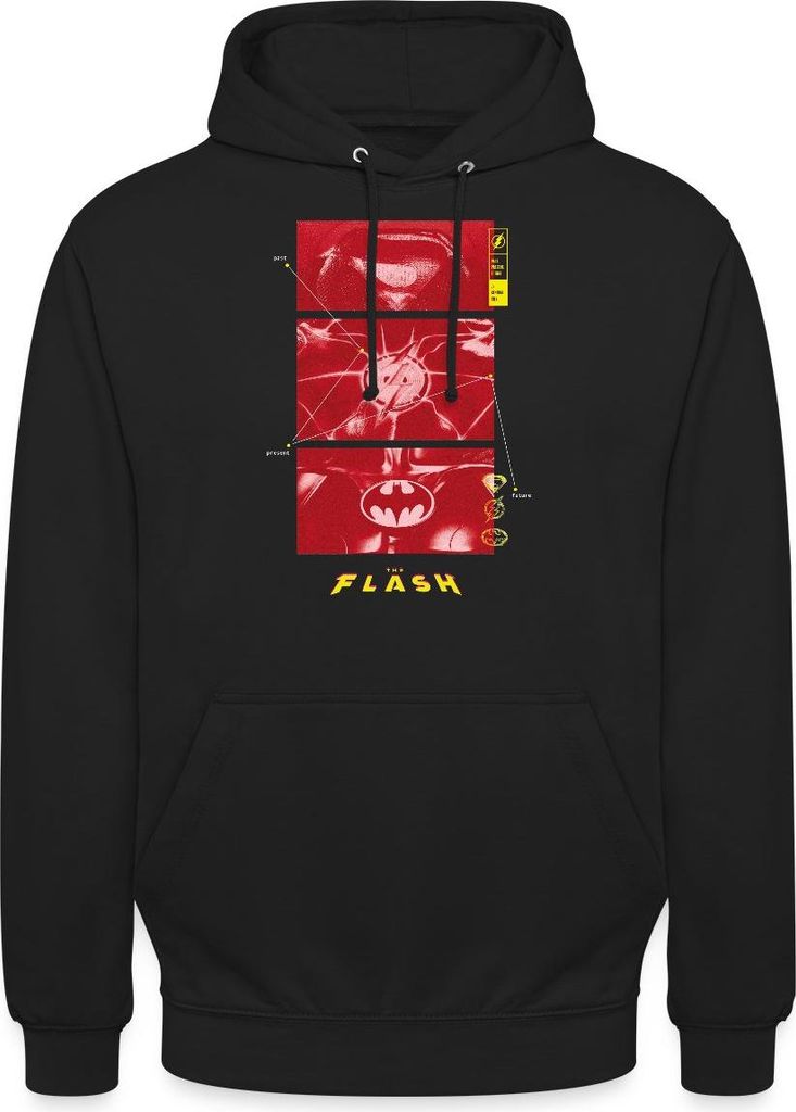 Spreadshirt The Flash Anzüge Supergirl Flash Batman Mit Logos Uni Hoodie, XXL, Schwarz