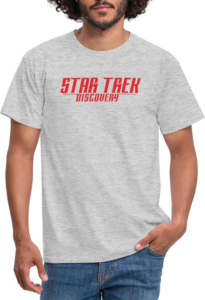 Spreadshirt Star Trek Discovery Logo Männer T-Shirt, 3XL, Grau meliert
