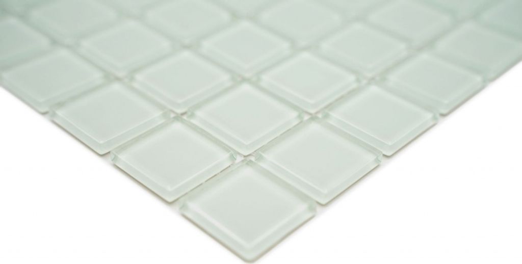 Handmuster Mosaikfliese Transluzent weiß Glasmosaik Crystal weiß matt gefrostet MOS60-0111_m