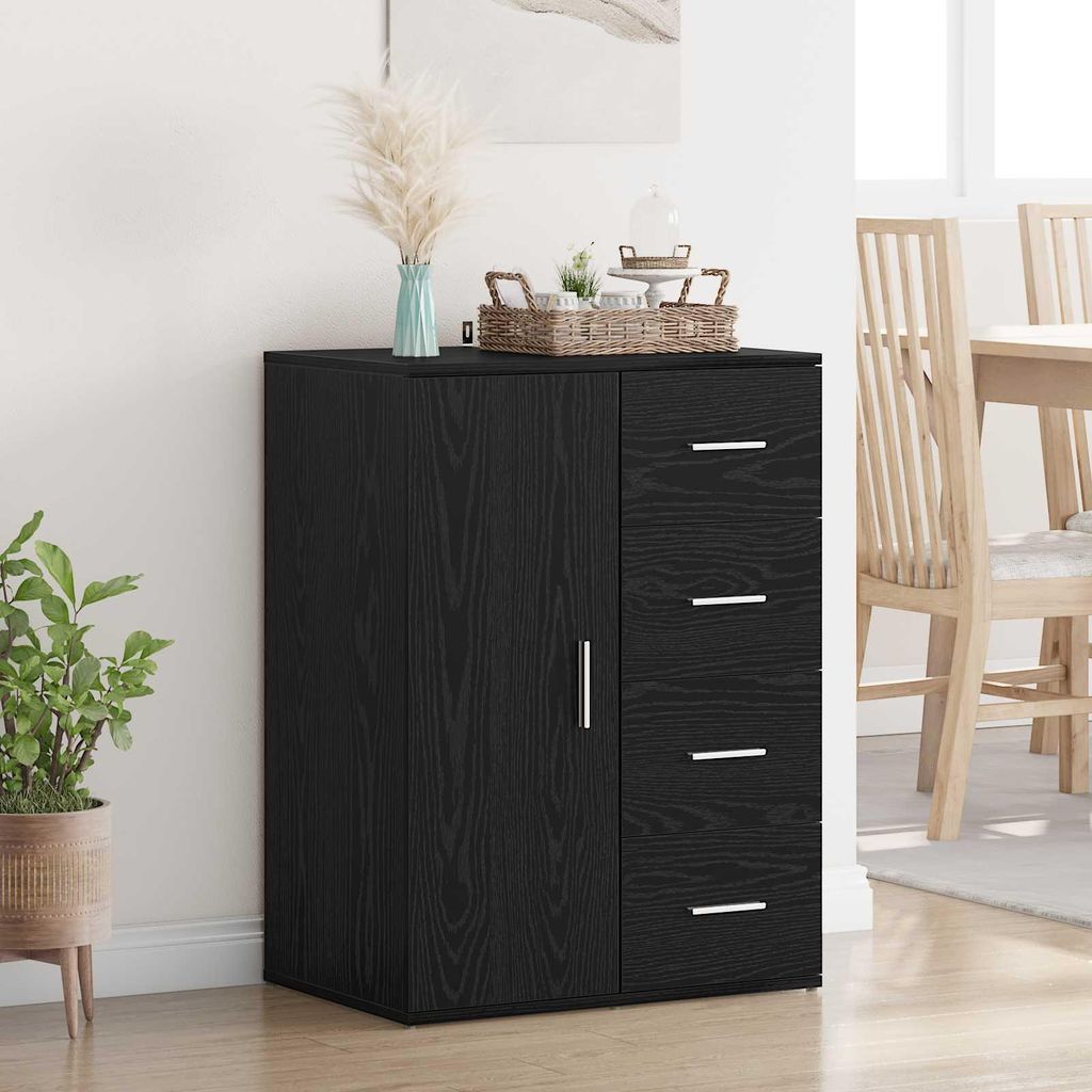 vidaXL Credenza look rovere nero 59 x 39 x 80 cm Materiale Immagine del prodotto 