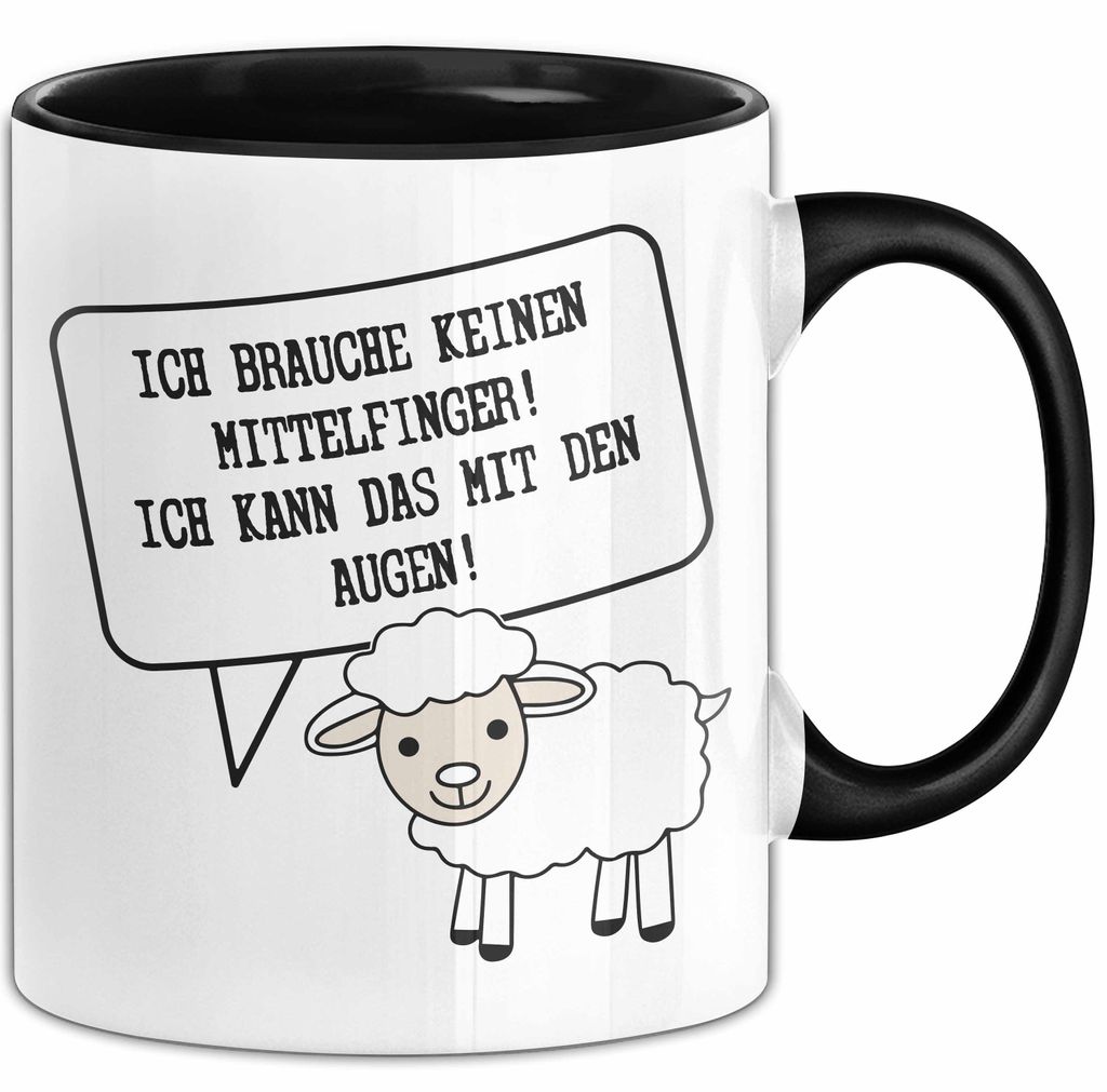 Humor Tasse Geschenk Ich brauche keinen Mittelfinger Ich Mache Das Mit Den Augen Becher Geschenk (Schwarz)