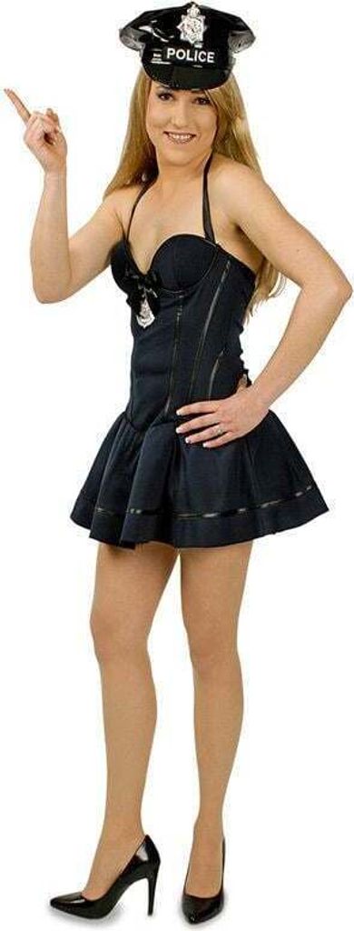 Police Girl Polizistin Kostüm für Damen | Minikleid und Hut Größe: 34