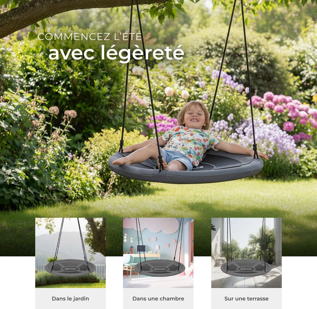 Balançoire nid d'oiseau Swayer Ø 120 cm réglable et robuste 120 kg