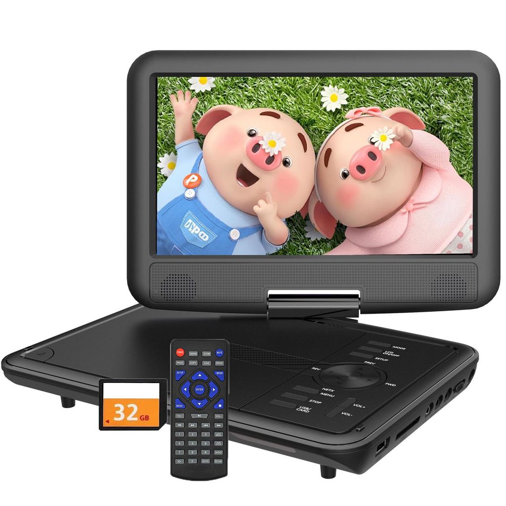 11,5" Tragbarer DVD-Player mit 9,5" Schwenkbildschirm ideal für Auto Memory-Playback-Funktion und 6 Stunden Akkulaufzeit Kein Blu-ray-Support mit 32G