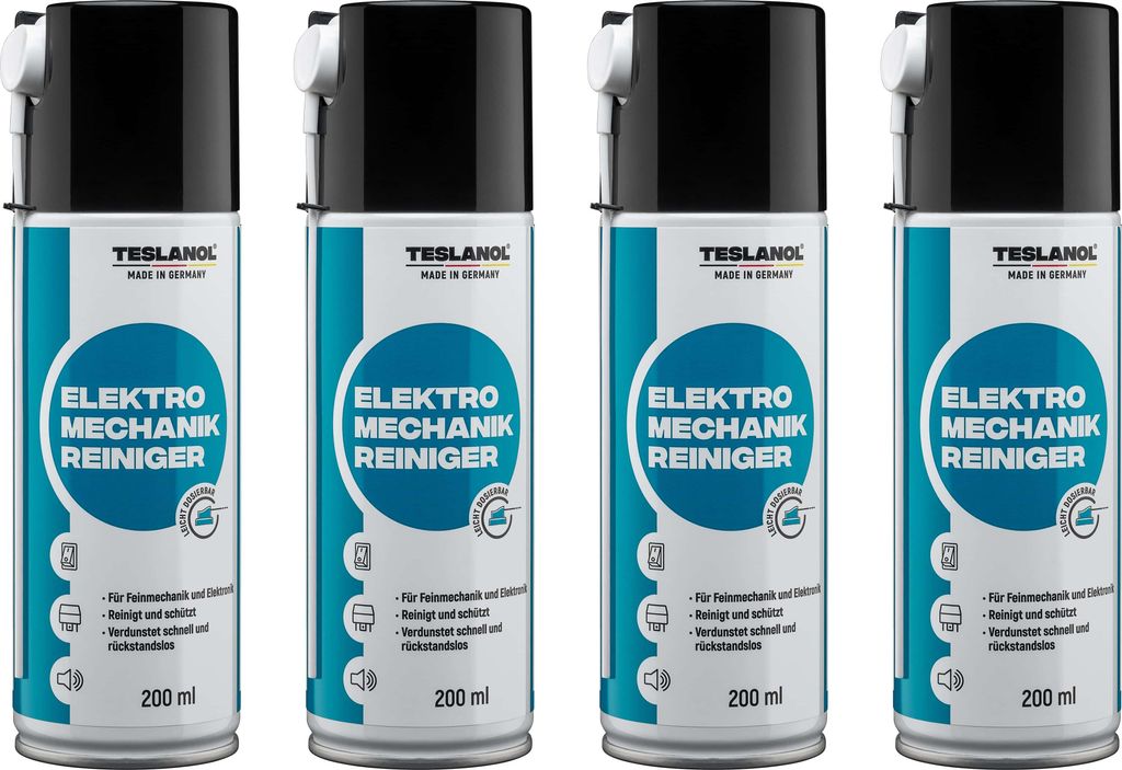 TESLANOL 26017 Elektro-Mechanik-Reinigerspray, 200 ml, 4 Stück