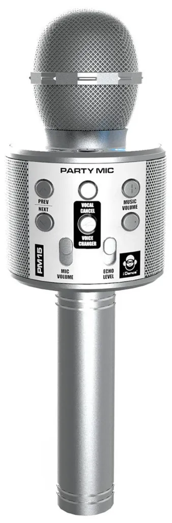 iDance PARTY MIC Argent - Microphone Karaoké Bluetooth Sans Fil 20W