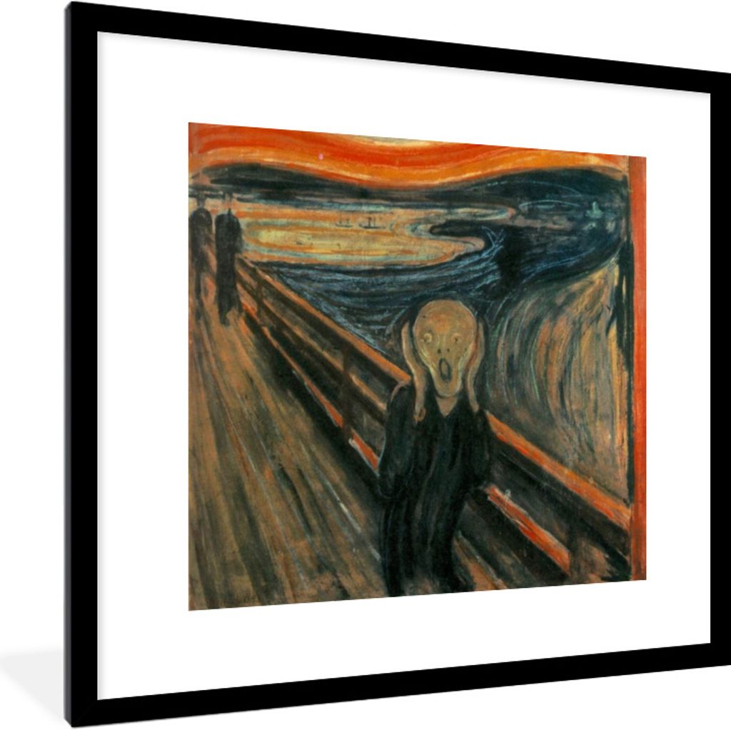 MuchoWow Gerahmtes Poster Der Schrei - Edvard Munch 40x40 cm - Poster mit Schwarzem Bilderrahmen Wandposter Rahmen Foto Bilder - Poster - Plakat ...