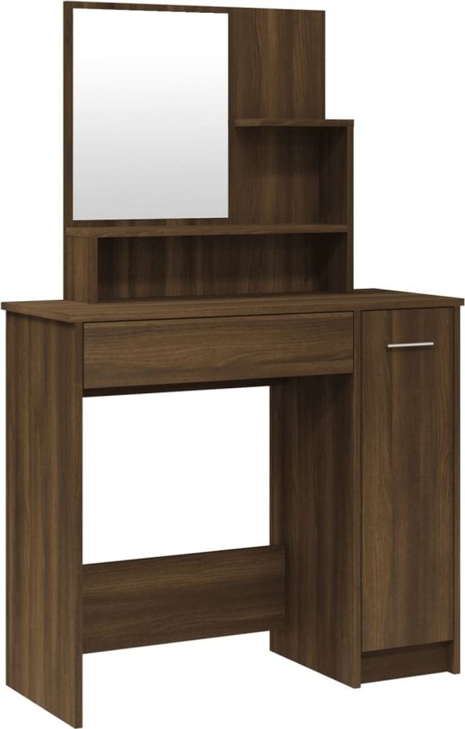 Schminktisch mit Spiegel Braun Eichen-Optik 86,5x35x136 cm
