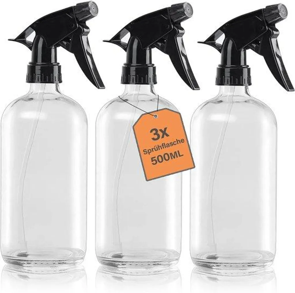 Lot de 3 Vaporisateurs de 500 ml Transparents - Flacons Pulvérisateurs