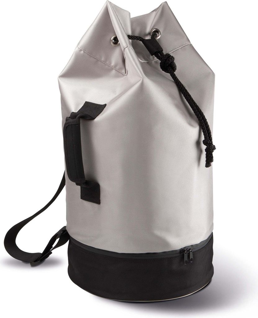 Kimood Seemannsbeutel Bagbase Kordelzug Rucksack Picknick Tasche, Größe:U, Farbe:Light Grey/Black