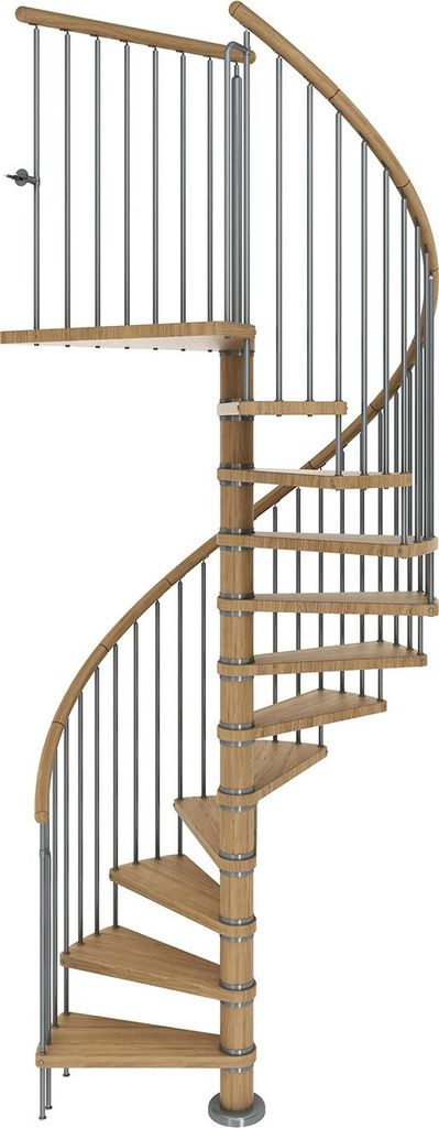 Dolle Spindeltreppe Winnipeg 266,5-292,5cm Geschosshöhe 12 Stufen Ø140cm Eiche geölt