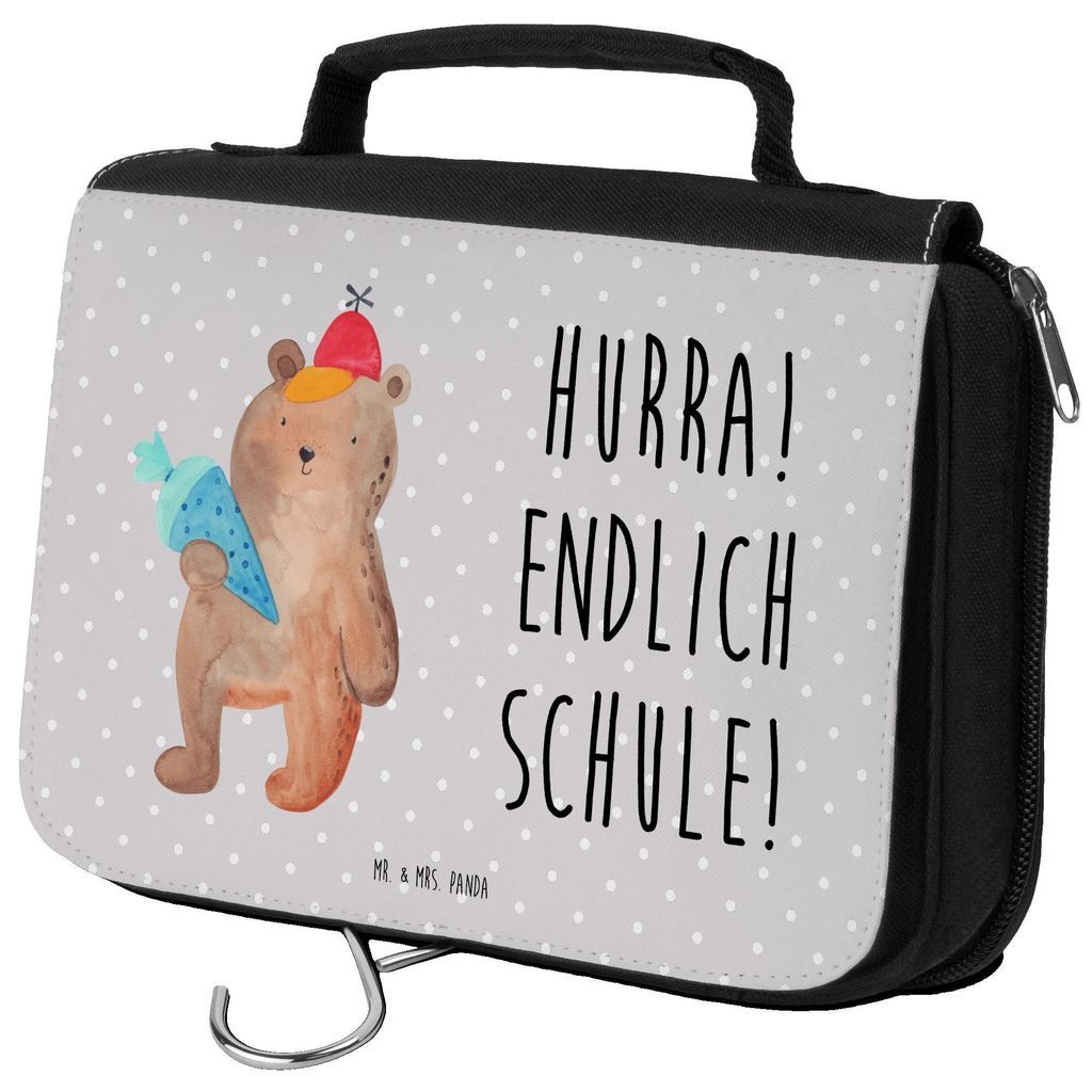 Mr. & Mrs. Panda kosmetiktäschchen Bär Schultüte - Grau Pastell - Geschenk, Erster Schultag, Kosmetiktasche, Schulanfang, duschbeutel, Schminkta...