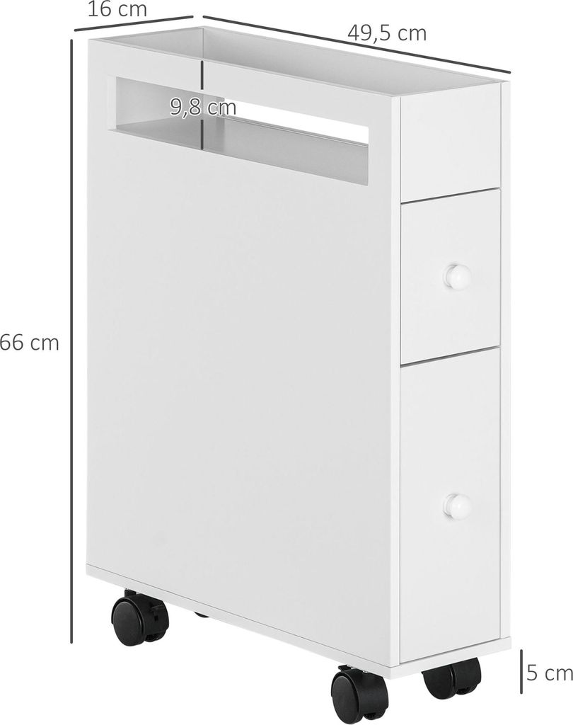 kleankin Badezimmerschrank mit Rollen, Nischenschrank mit Produktbild 
