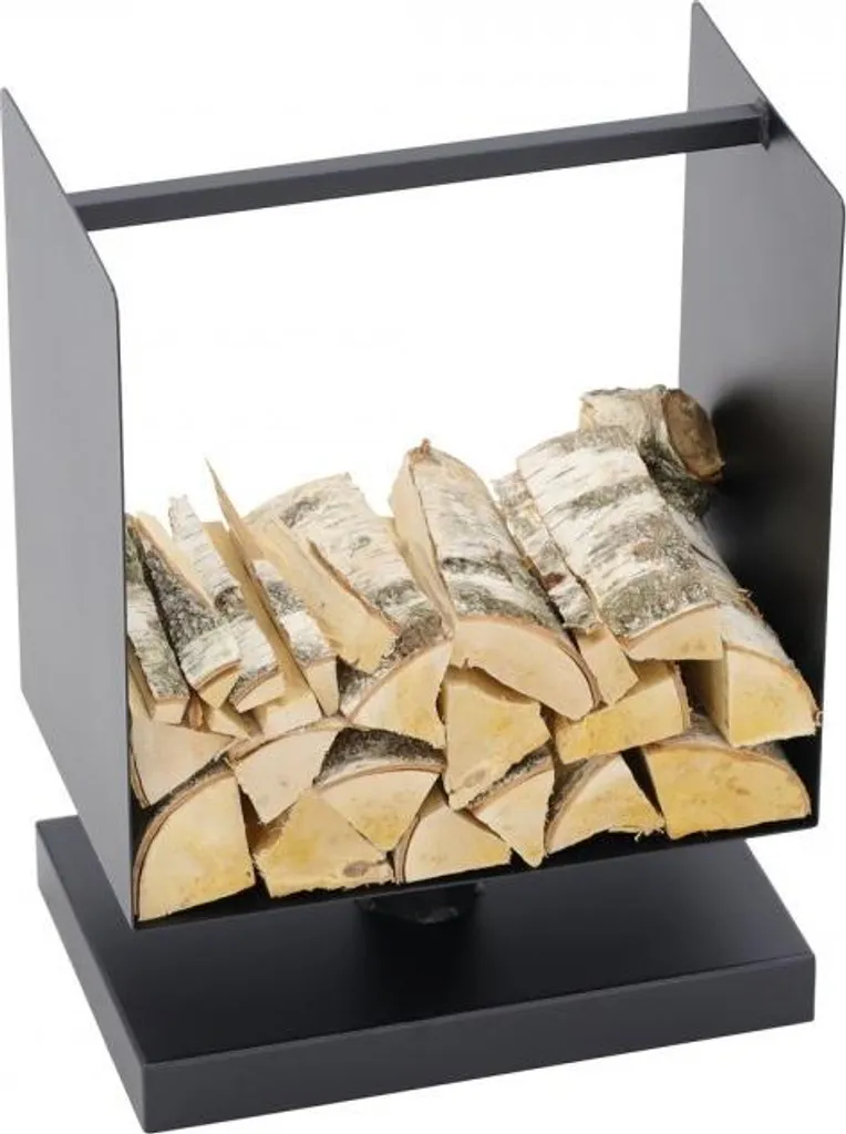 Range bûches robuste en acier noir 60cm avec structure carrée stable - 6
