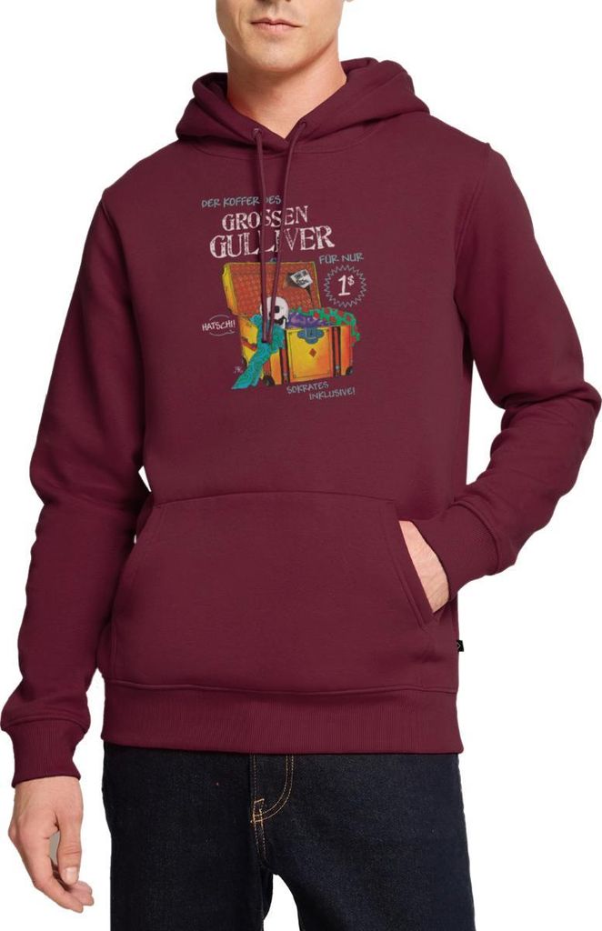 Spreadshirt Die Drei Fragezeichen Und Der Sprechende Totenkopf Herren Premium Hoodie, L, Burgunderrot
