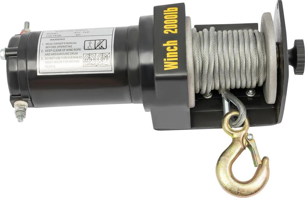 Elektrische Seilwinde - 12 V - IP67 wasserdicht - 200 kg vertikales Heben, 900 kg Zugkraft - Offroad-Bergung & Abschleppen - Schwarz