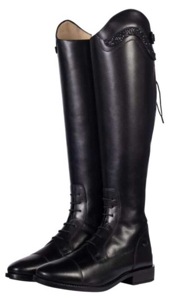 HKM Reitstiefel Zavira mit Elastikeinsatz, Reißverschluss, integrierter Sporenhalterung & austauschbaren Applikationen
