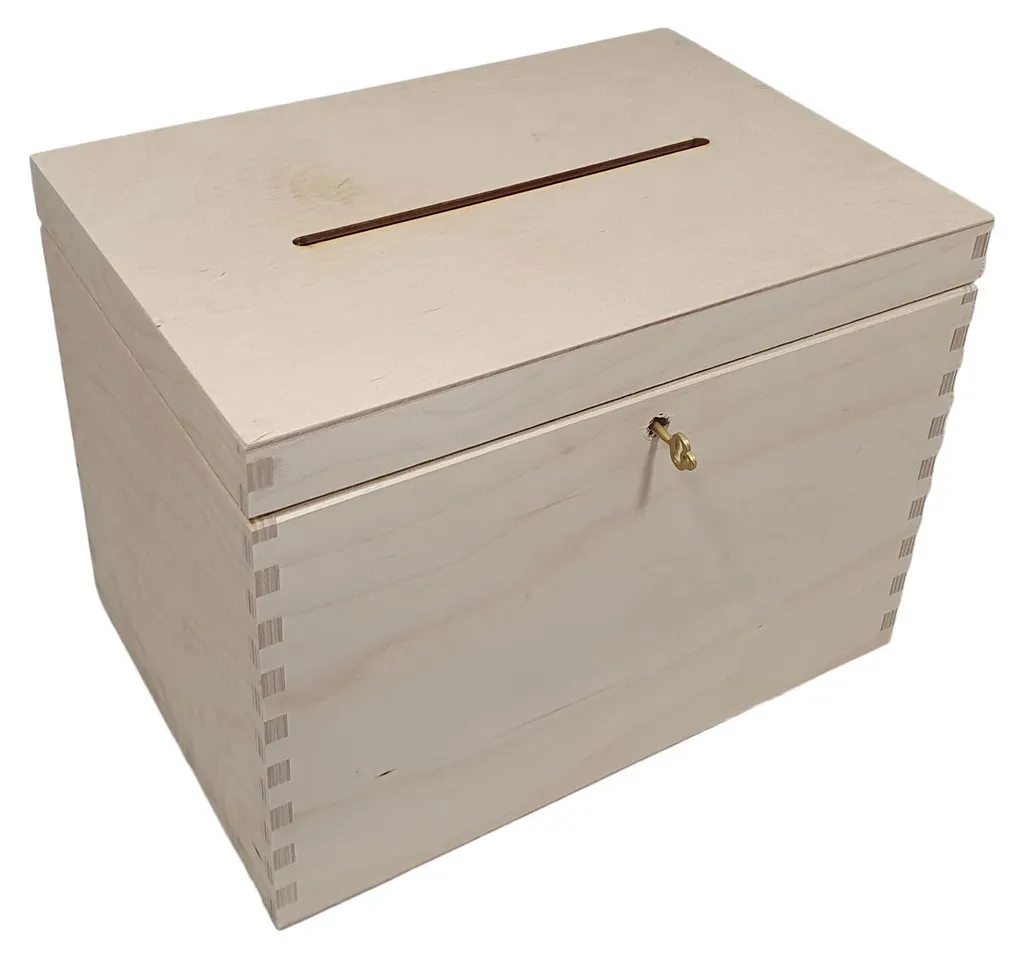 Boîte à enveloppes en bois avec cadenas pour urne de mariage chic