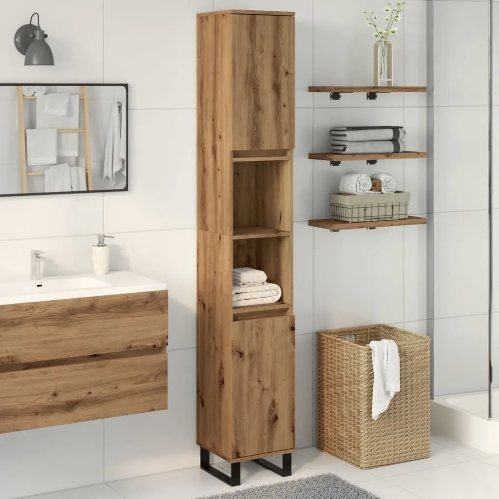 Maison Exclusive - Mobile da bagno in rovere artigianale 30x30x190 cm Materiale ligneo