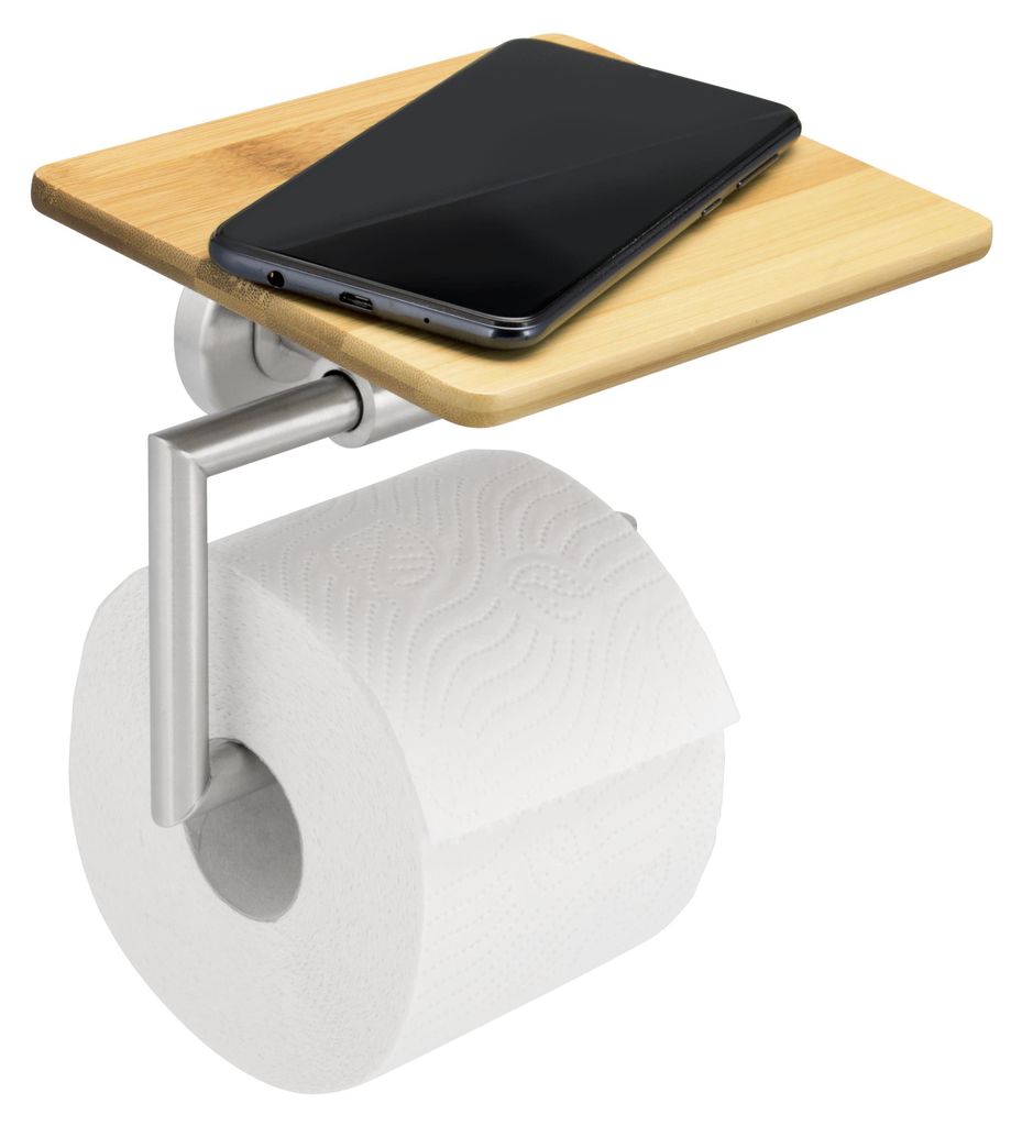 Série salle de bain bremermann PIAZZA BAMBOU – Support pour papier toilette avec tablette (Bambou)