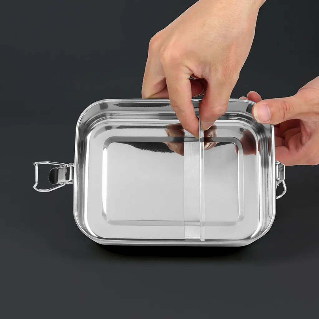 Naseom Contenitore Alimenti Inox Ecologico, 800ml Lunch Box in Acciaio Inox Portande Porta Cibo, Scatola Per Il Porta Pranzo a Tenuta Stagna Con Partizione, per Scuola, Picnic, Viaggi
