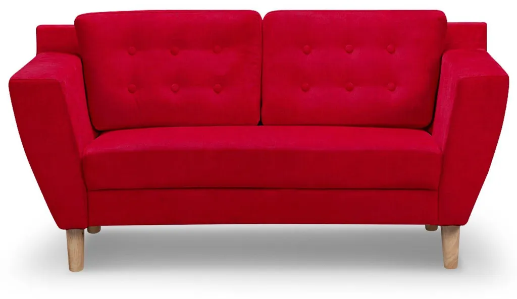 Canapé 2 places Gibus tissu rouge Menzzo : assise moelleuse et soft