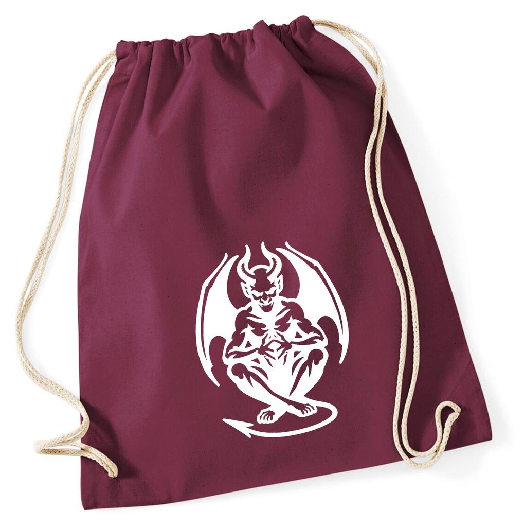 Huuraa Turnbeutel Dämon Fabelwesen 12 Liter Burgundy Baumwolle Rucksack Geschenkidee