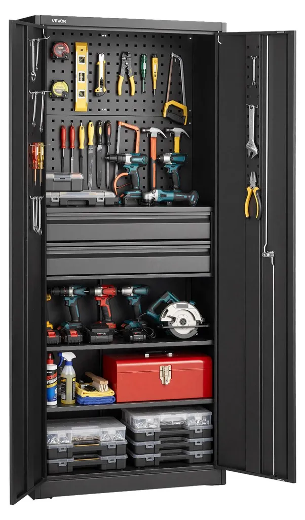 Armoire de rangement en métal VEVOR avec panneau perforé 1,8m Noir