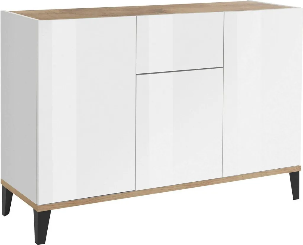 Bahut de Rangement Blanc Laqué Albatross 120 cm avec Étagères Italie