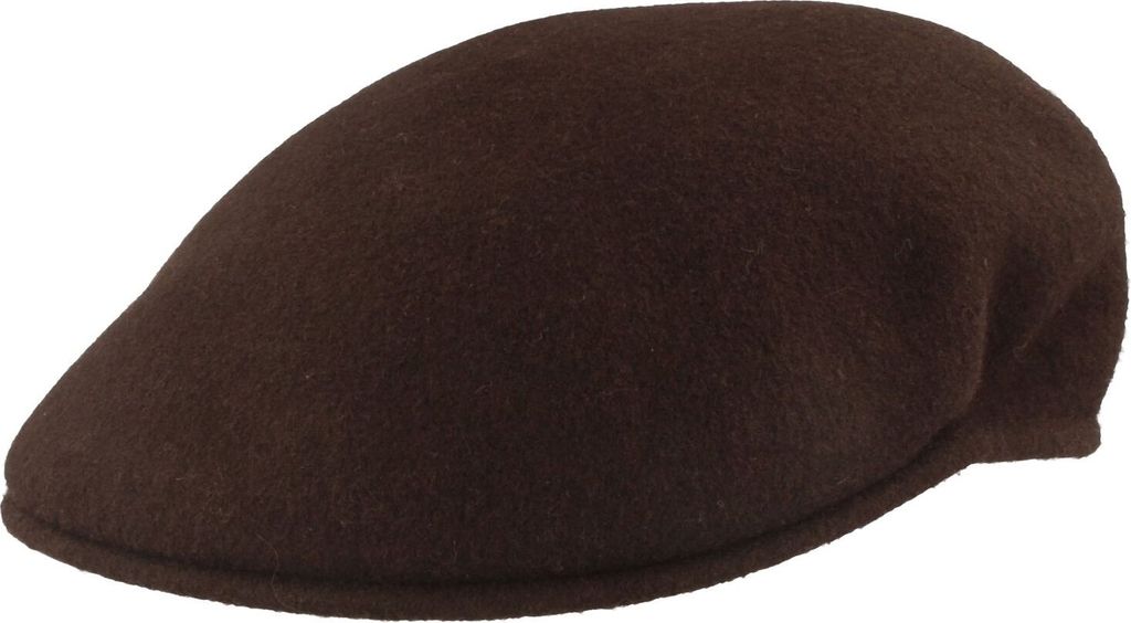 Kangol Flat Cap Schiebermütze 504 aus reiner Wolle in braun
