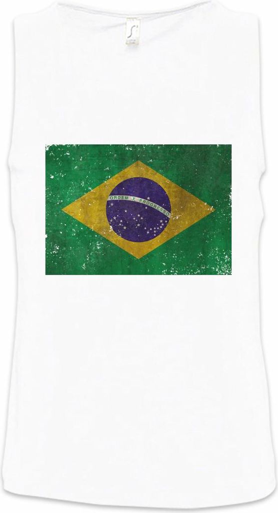 Urban Backwoods Brazil Flag Vintage Logo, Ärmelloses T-Shirt, Farbe: Weiß, Größe: M