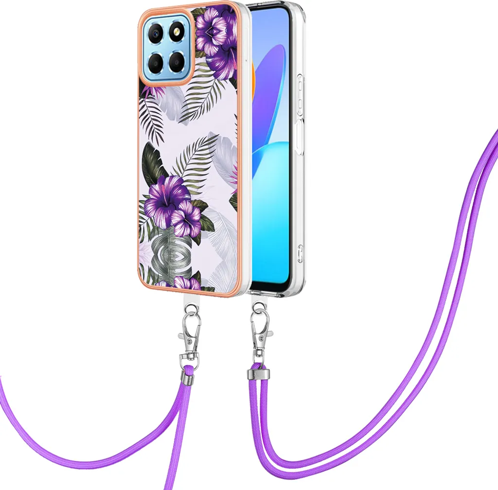Custodia Honor X8 5G Slim Viola: Funzionalità Crossbody Moderna