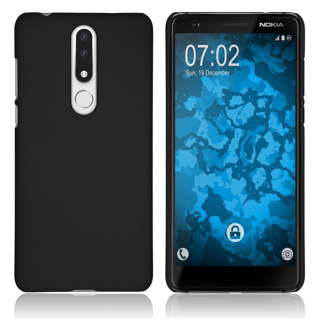 PhoneNatic Case kompatibel mit Nokia 3.1 Plus - Hülle schwarz gummiert Hard-case Cover