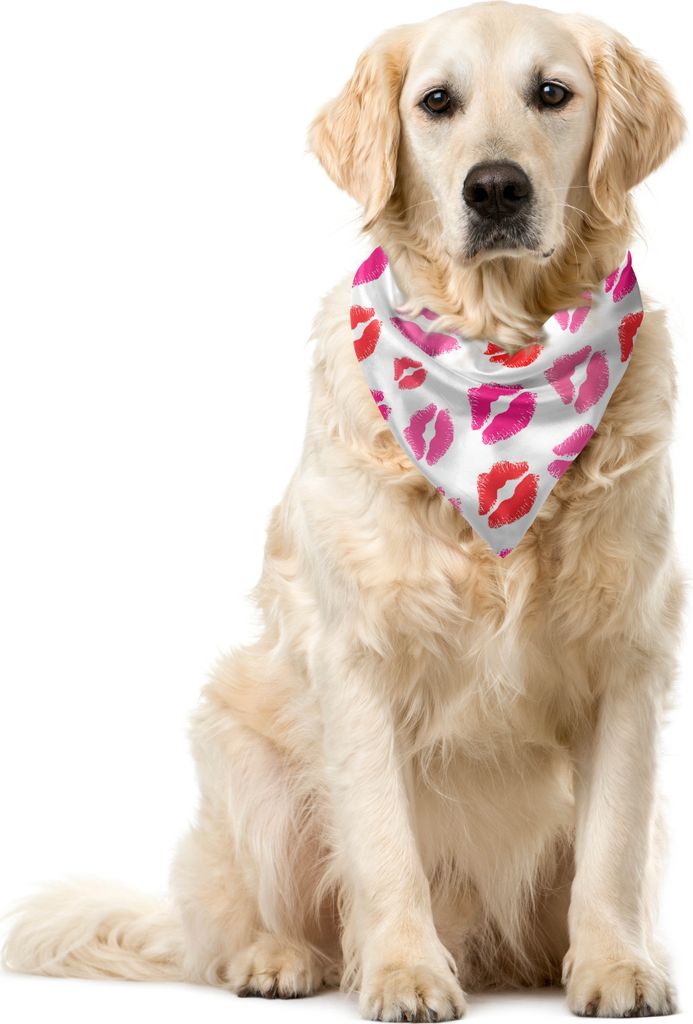 ABAKUHAUS Lippen Haustier Bandana, Rosa und Rot romantische Küsse, 55x55 cm, Mehrfarbig