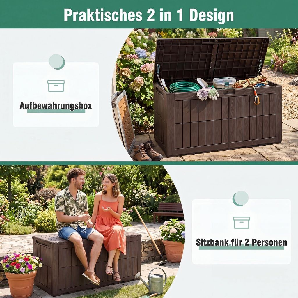 KOMFOTTEU 380 L wetterfeste Auflagenbox, abschließbare