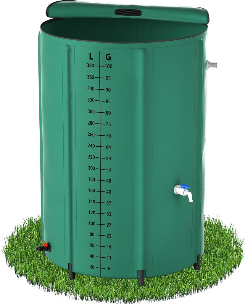 LARS360 380 Liter Faltbare Regentonne, Regenwassertonne, Produktbild 